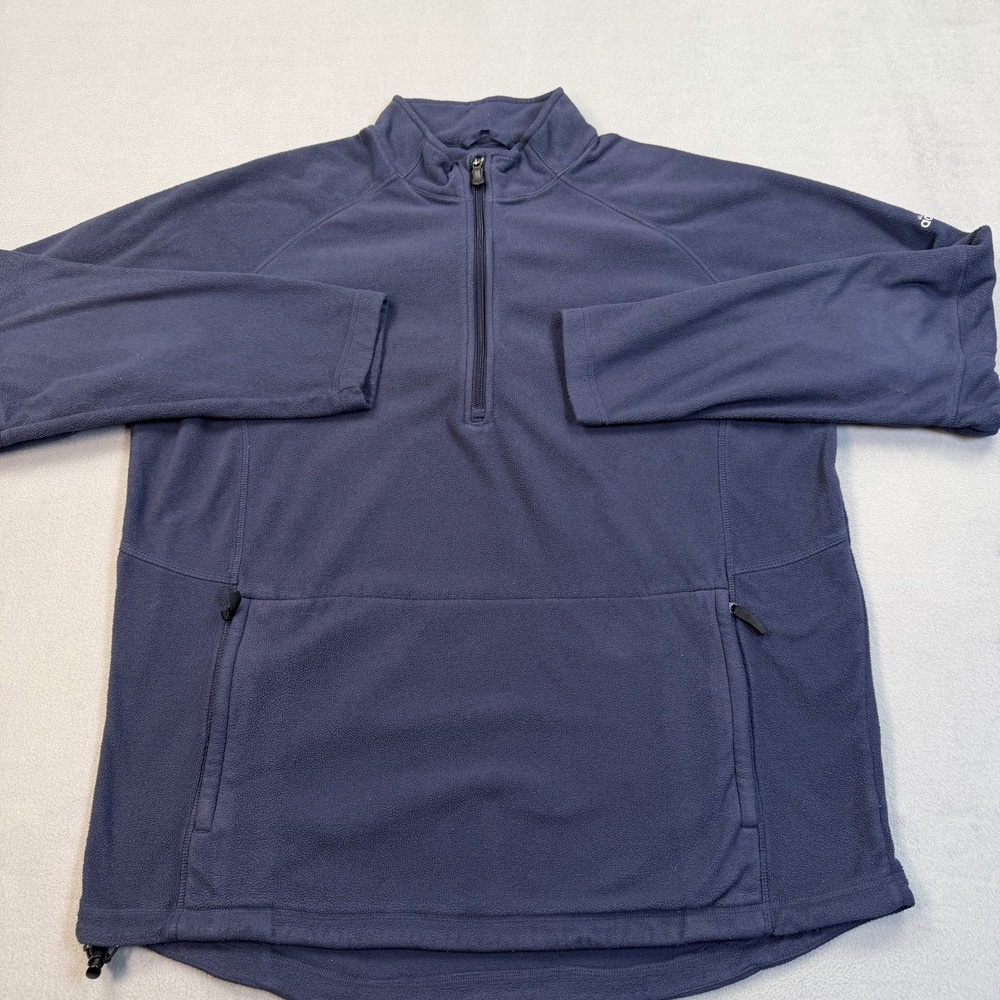 Adidas Climawarm Jacket Mens Large Blue 1/4 Zip Fleece Pullover Warm Pockets